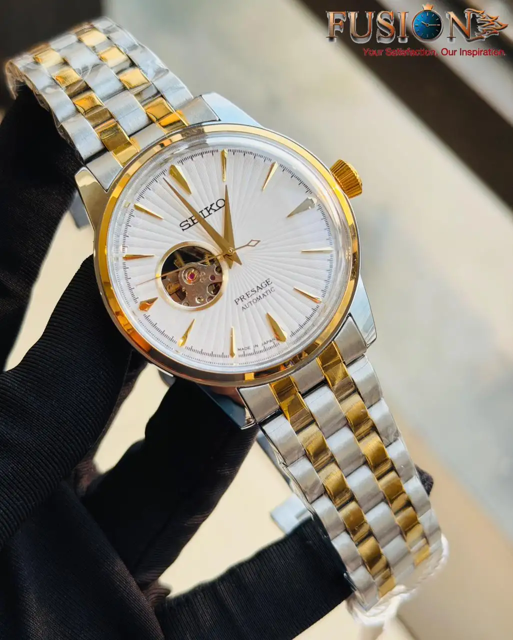 SEIKO Presage Open Heart Automatic Watch Dual Tone White|| Semi AAA Grade Inspired Watch